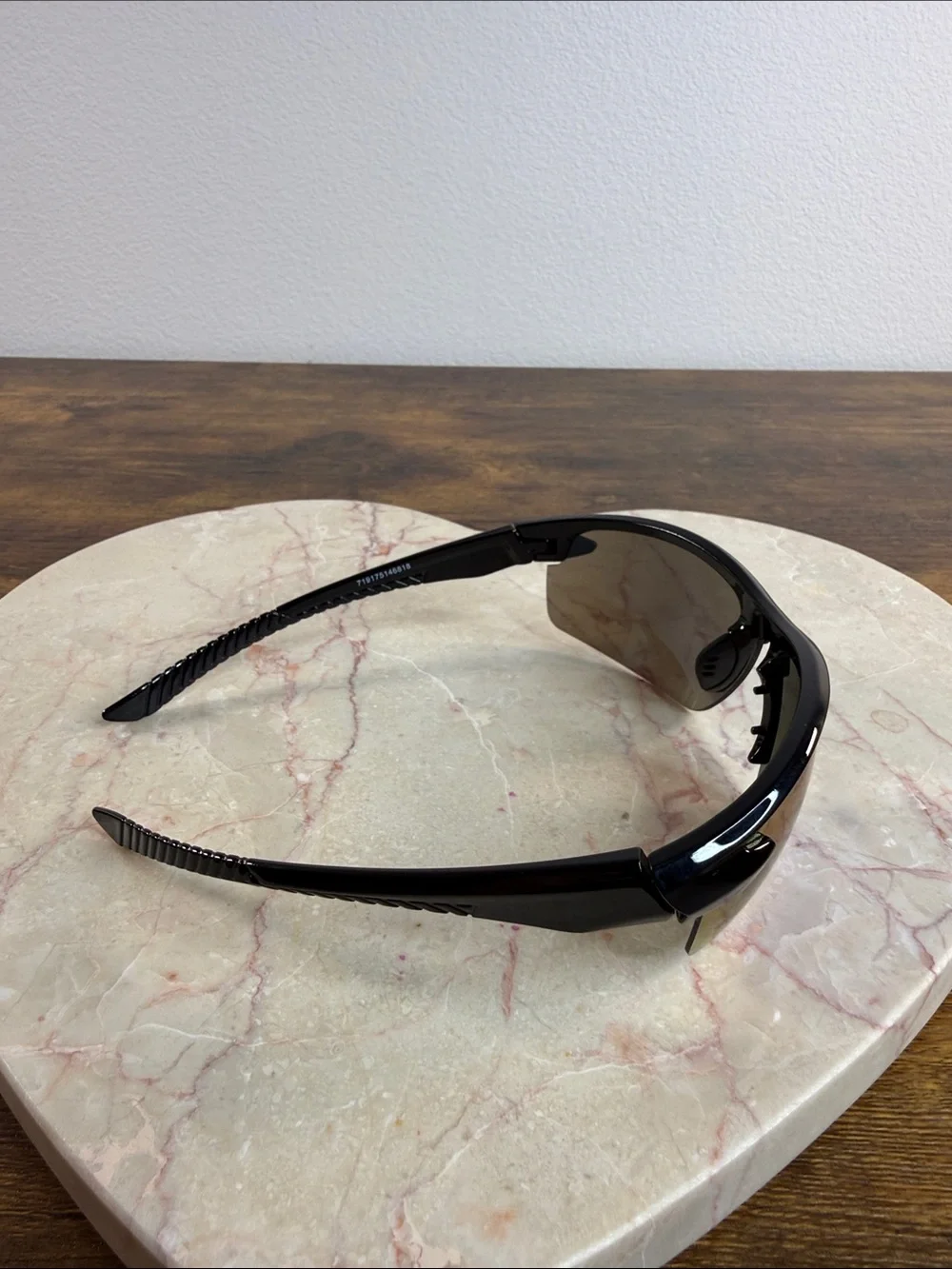 Men's Black Sports Sunglasses with Blue Mirrored Lenses